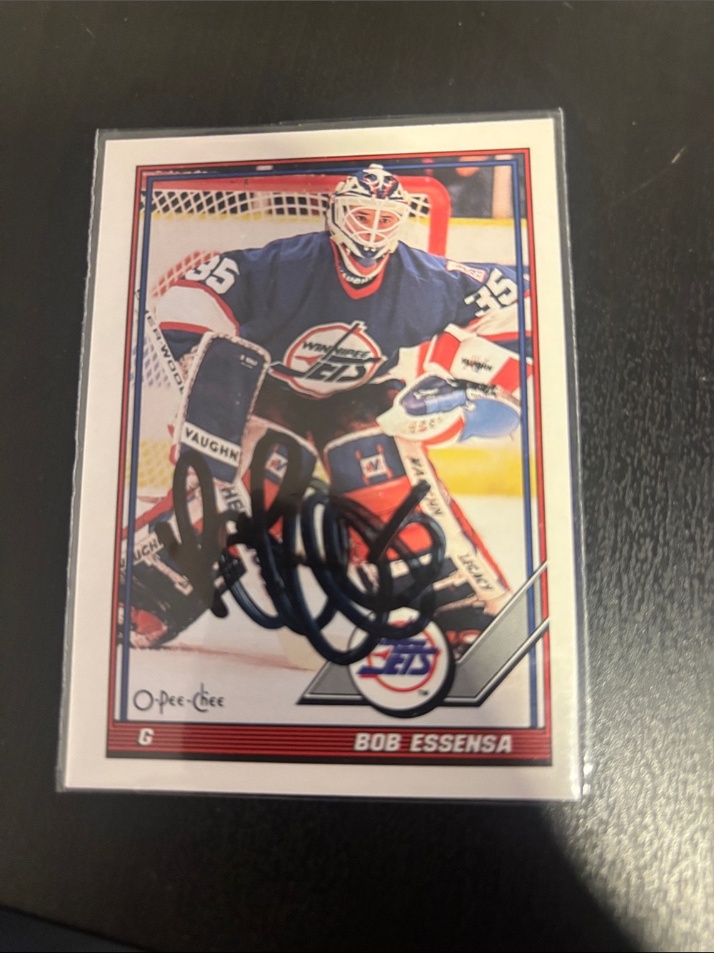 Autographed Sports Card - Blue/White Hockey Goalie Card